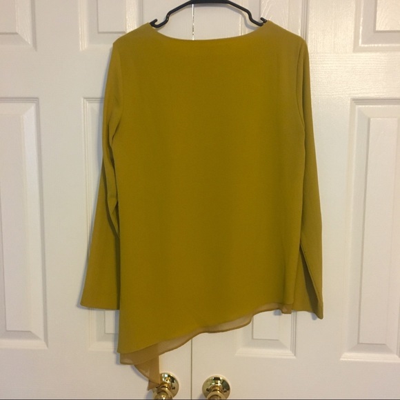 Rachel Roy Mustard Asymmetrical Long Sleeve Blouse - Picture 3 of 4